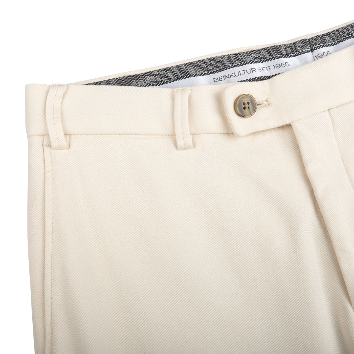 Hiltl Cream White Cotton Stretch Regular Fit Chinos Edge