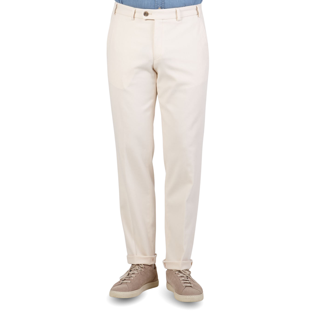 Hiltl Cream White Cotton Stretch Regular Fit Chinos Front