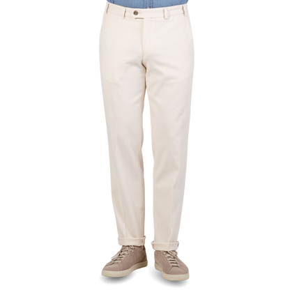 Hiltl Cream White Cotton Stretch Regular Fit Chinos Front