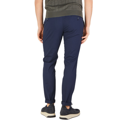 Hiltl Dark Blue Cotton Nylon Slim Chinos Back