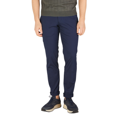 Hiltl Dark Blue Cotton Nylon Slim Chinos Front