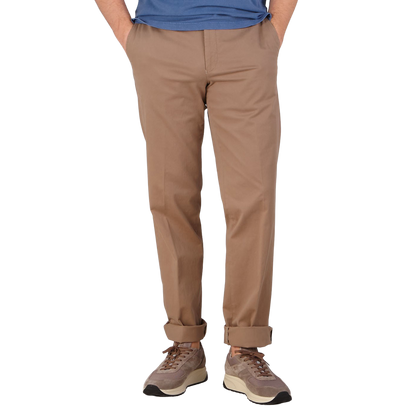 Hiltl Dark Khaki Cotton Stretch Regular Fit Chinos Front