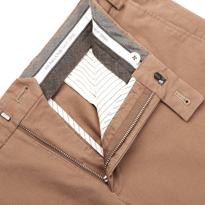 Hiltl Dark Khaki Cotton Stretch Regular Fit Chinos Zipper