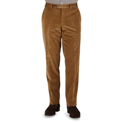 Hiltl Light Brown Cotton Corduroy Regular Fit Chinos Front