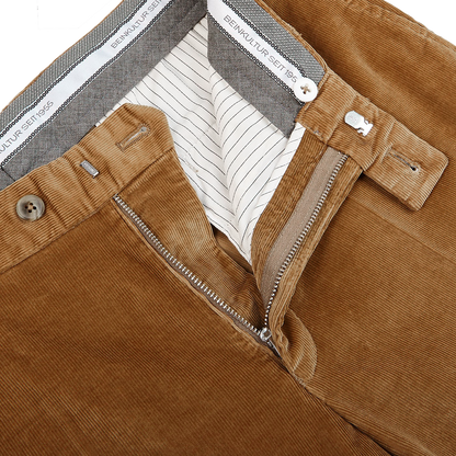 Hiltl Light Brown Cotton Corduroy Regular Fit Chinos Zipper