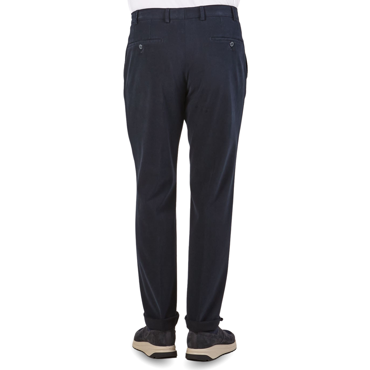 Hiltl Navy Blue Cotton Stretch Regular Fit Chinos Back
