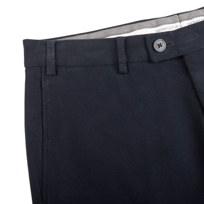 Hiltl Navy Blue Cotton Stretch Regular Fit Chinos EdgeHiltl Navy Blue Cotton Stretch Regular Fit Chinos Edge