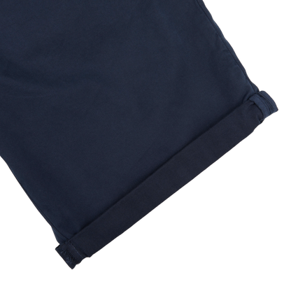 Hiltl Navy Blue Washed Cotton Stretch Shorts Cuff