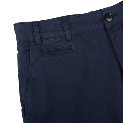 Hiltl Navy Blue Washed Cotton Stretch Shorts Edge