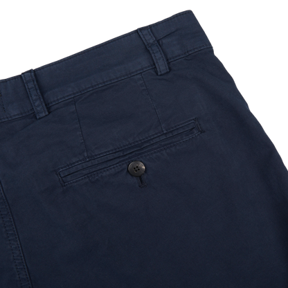 Hiltl Navy Blue Washed Cotton Stretch Shorts Pocket