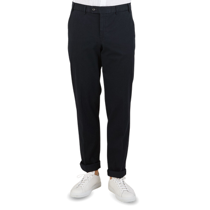 Hiltl Navy Cotton Stretch Regular Chinos Front