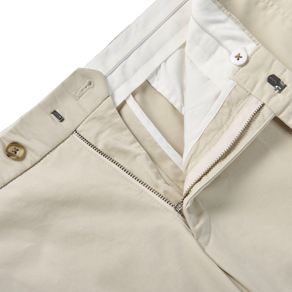 Hiltl Stone Beige Cotton Stretch Regular Fit Chinos Zipper