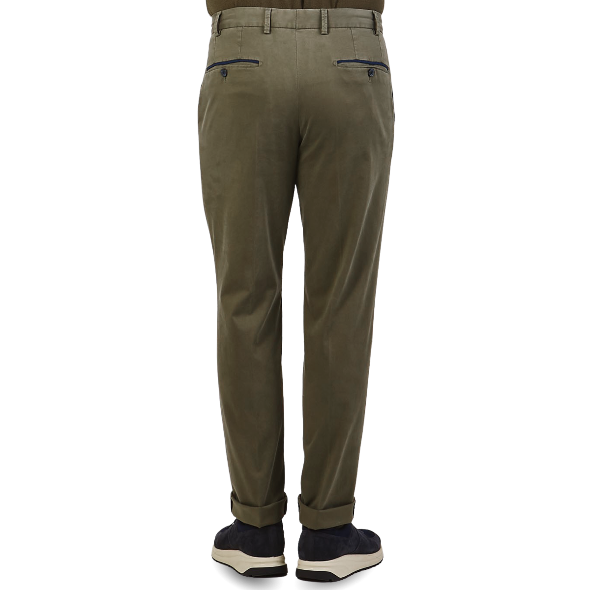 Hiltl Washed Green Cotton Stretch Regular Fit Chinos Back