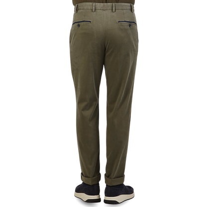Hiltl Washed Green Cotton Stretch Regular Fit Chinos Back