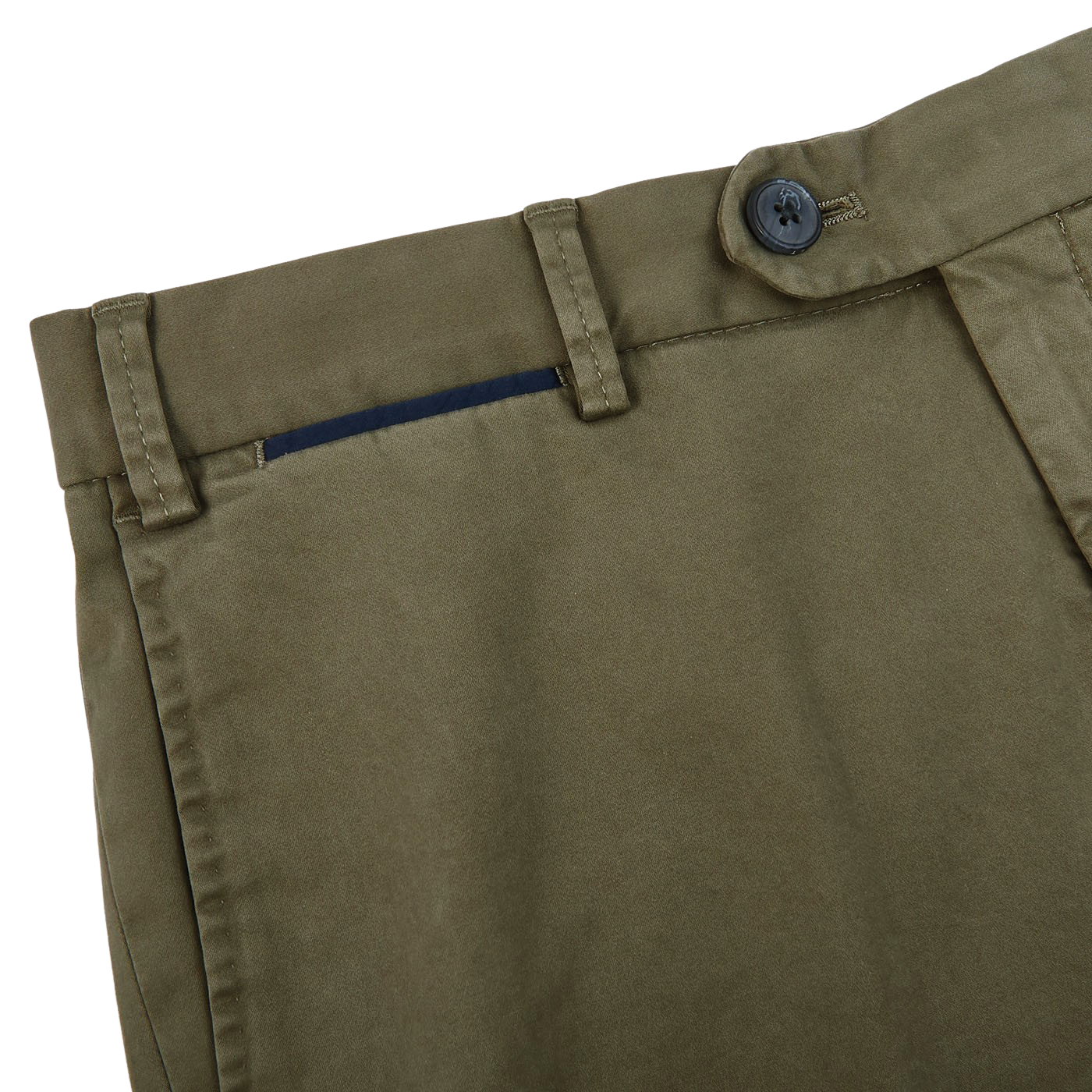 Hiltl Washed Green Cotton Stretch Regular Fit Chinos Edge