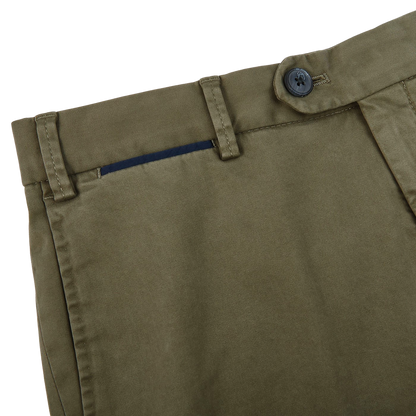 Hiltl Washed Green Cotton Stretch Regular Fit Chinos Edge