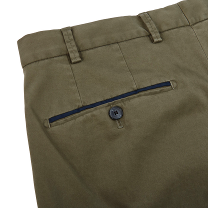Hiltl Washed Green Cotton Stretch Regular Fit Chinos Pocket