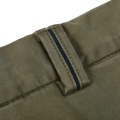 Hiltl Washed Green Cotton Stretch Regular Fit Chinos Strap