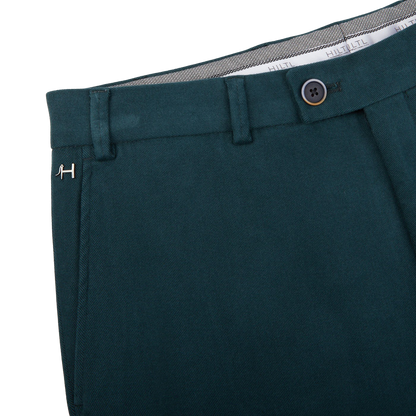 A close up of Hiltl's Airforce Blue Cotton Stretch Regular Fit Chinos.