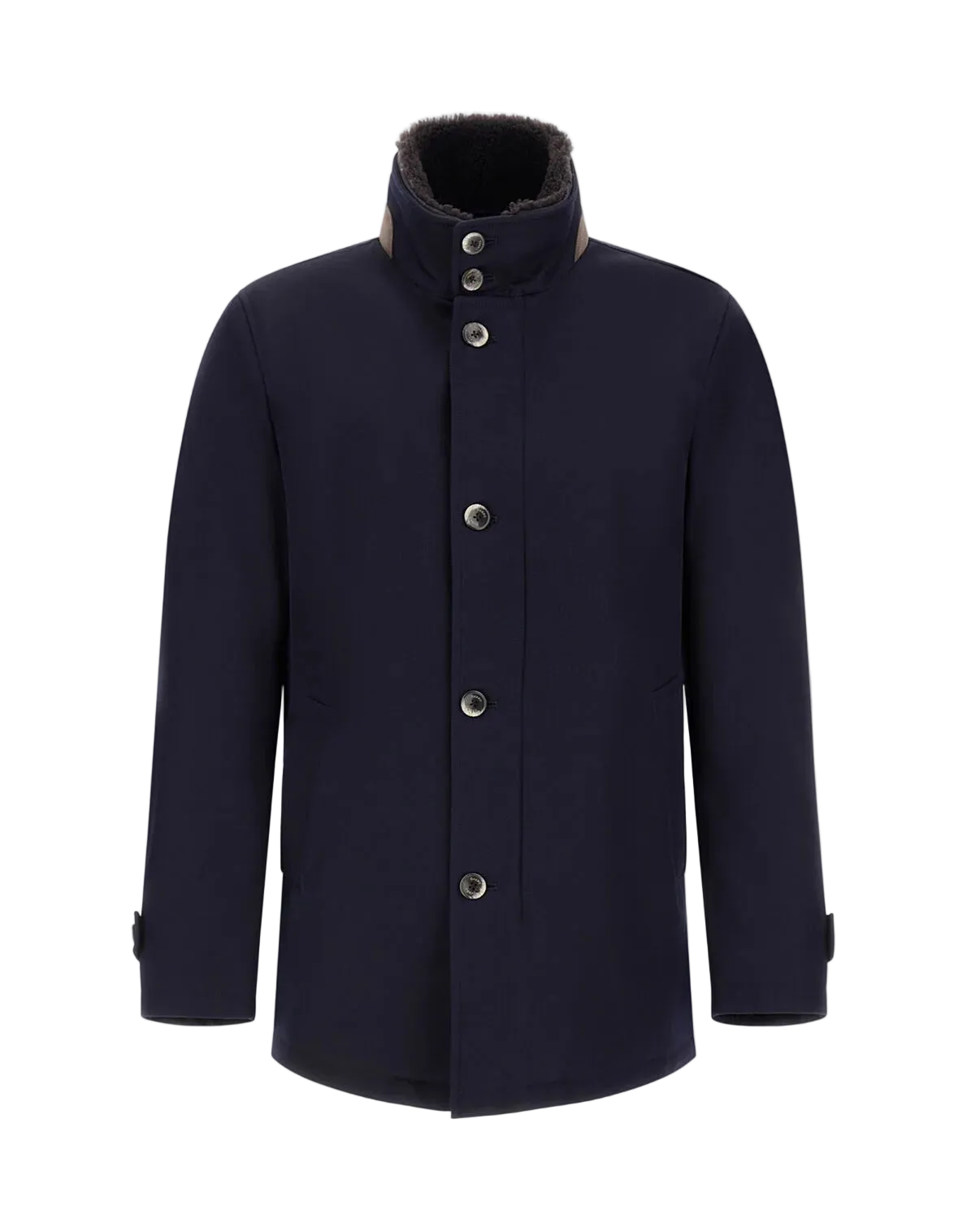 Navy Loro Piana Wool Twill Car Coat