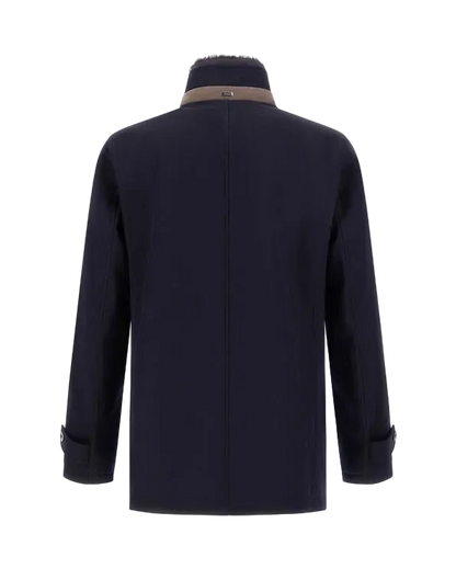 Navy Loro Piana Wool Twill Car Coat