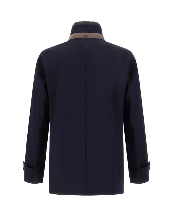 Navy Loro Piana Wool Twill Car Coat