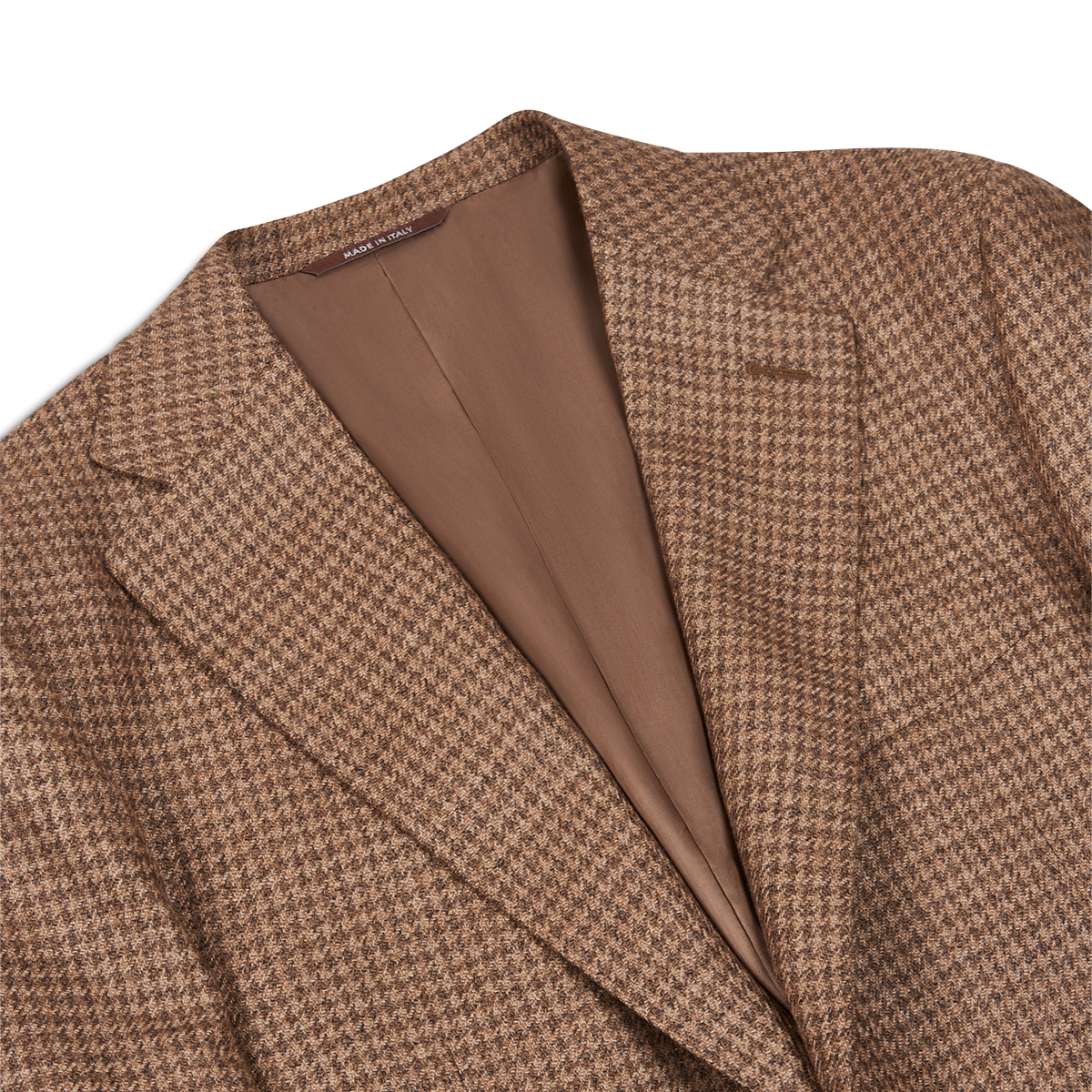 Ginger Dogtooth Notch Lapel Wool/Silk Blazer