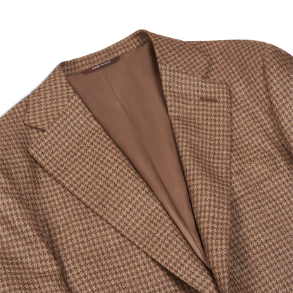 Ginger Dogtooth Notch Lapel Wool/Silk Blazer