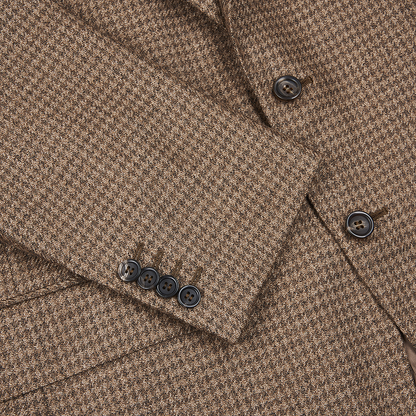 Ginger Dogtooth Notch Lapel Wool/Silk Blazer
