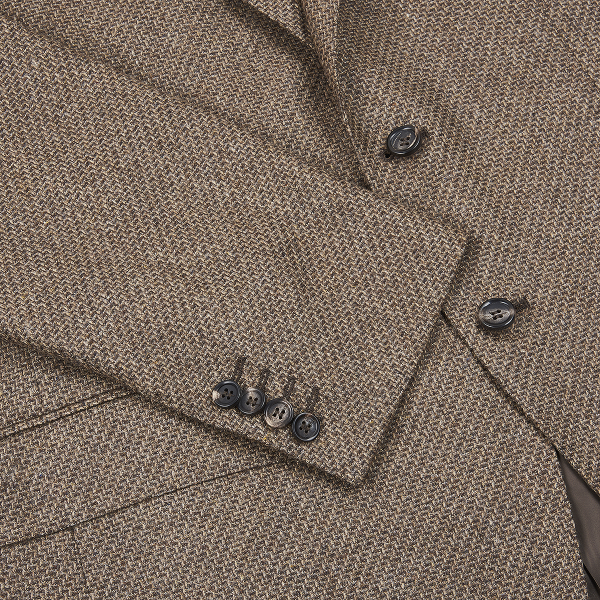 Zigzag Weave Brown Notch Lapel Wool Blazer