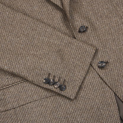 Zigzag Weave Brown Notch Lapel Wool Blazer