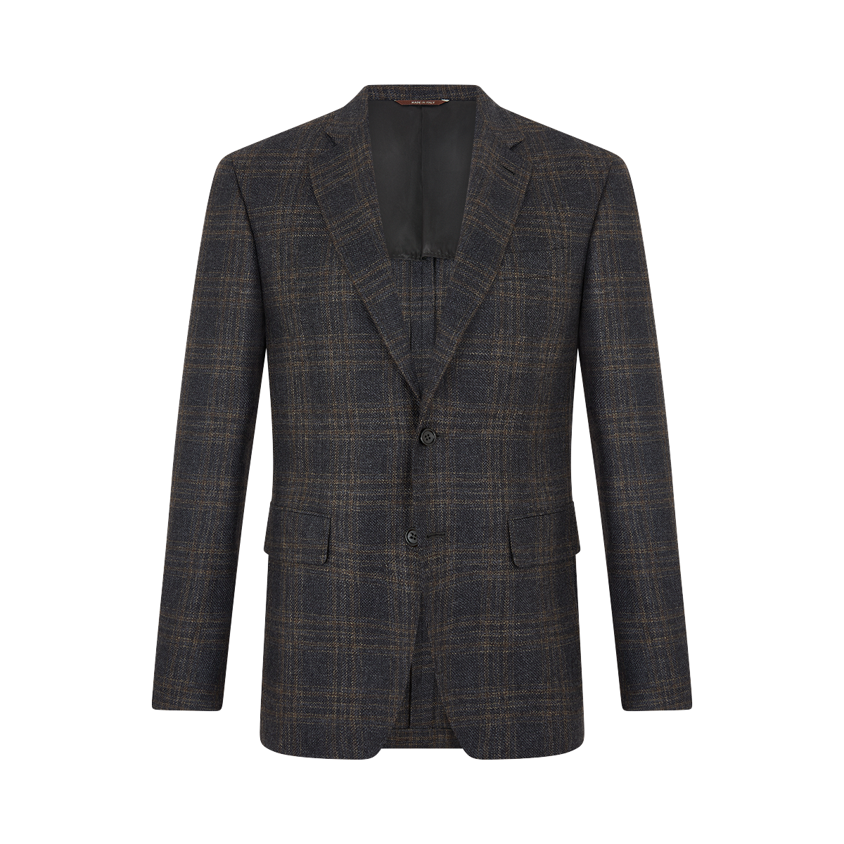 Grey/Brown Check Textured Wool Flannel Kei Blazer