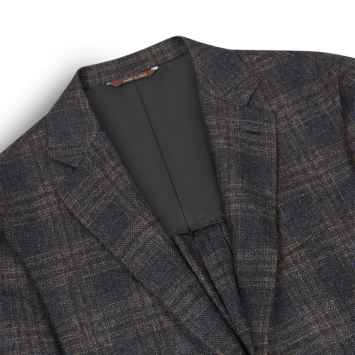 Grey/Brown Check Textured Wool Flannel Kei Blazer