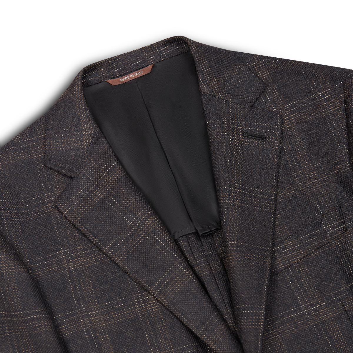Brown Windowpane Check Wool Unlined Kei Blazer