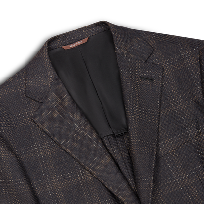 Brown Windowpane Check Wool Unlined Kei Blazer
