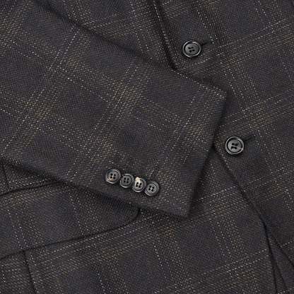Brown Windowpane Check Wool Unlined Kei Blazer