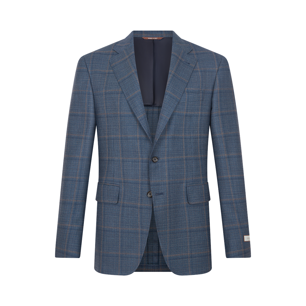 Blue Windowpane Check Wool Kei Unlined Blazer