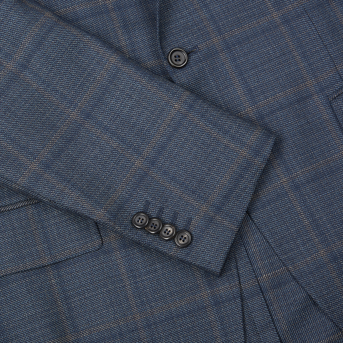 Blue Windowpane Check Wool Kei Unlined Blazer