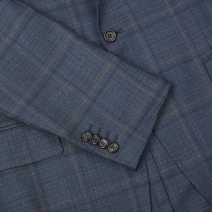 Blue Windowpane Check Wool Kei Unlined Blazer