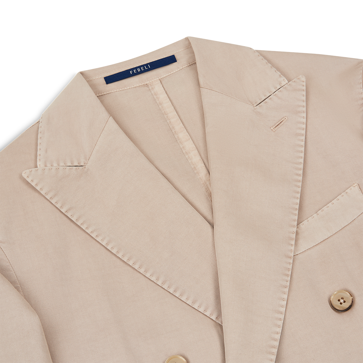 Beige Cotton Double Breasted Blazer