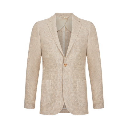 Beige Linen Knitted Jersey Travel Blazer