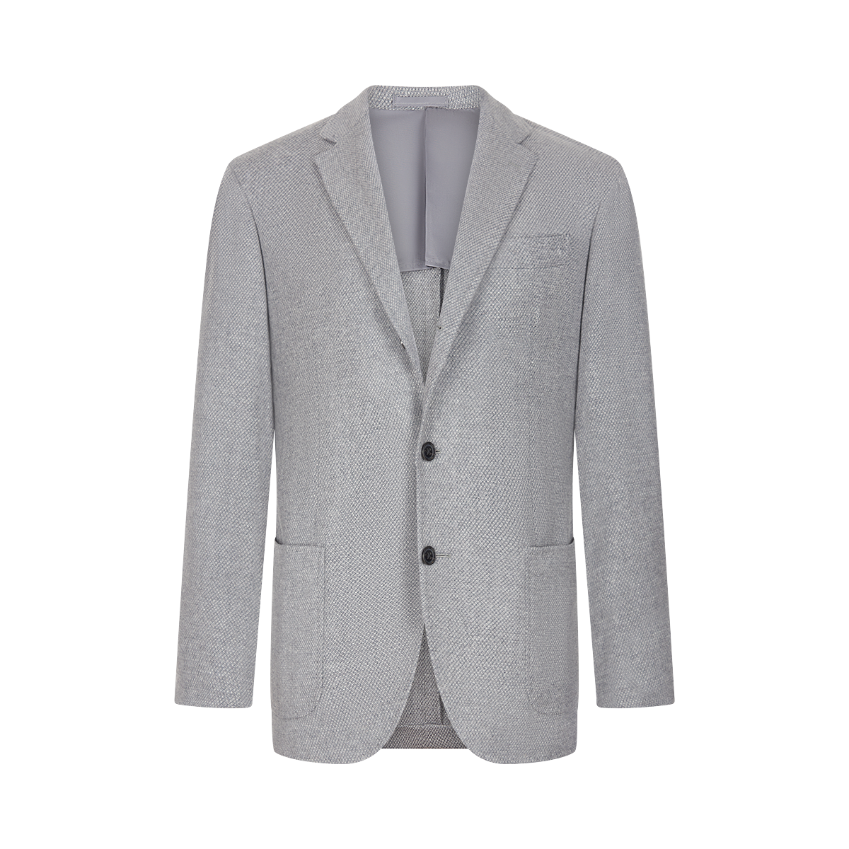 Grey Wool Balloon Birdseye Blazer