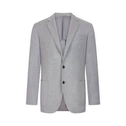 Grey Wool Balloon Birdseye Blazer