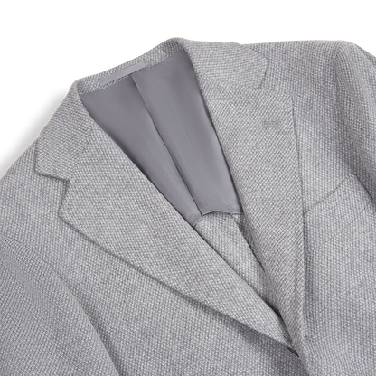 Grey Wool Balloon Birdseye Blazer
