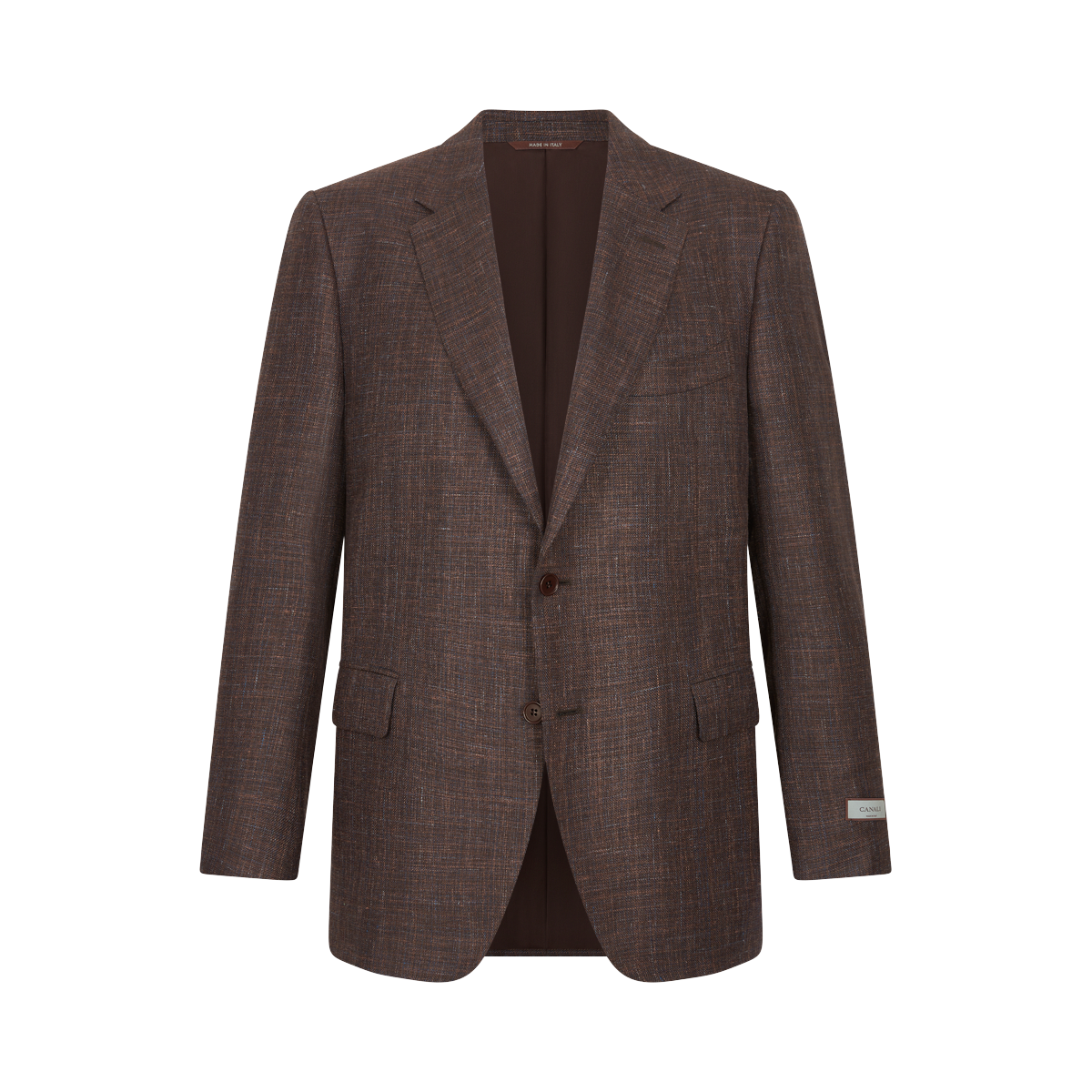 Brown Melange Wool Silk Linen Drop 6 Blazer
