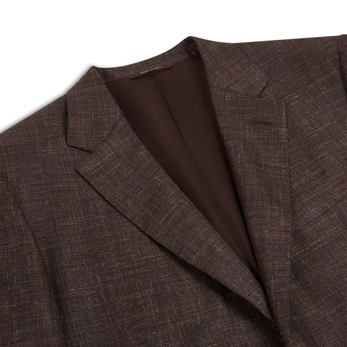 Brown Melange Wool Silk Linen Drop 6 Blazer