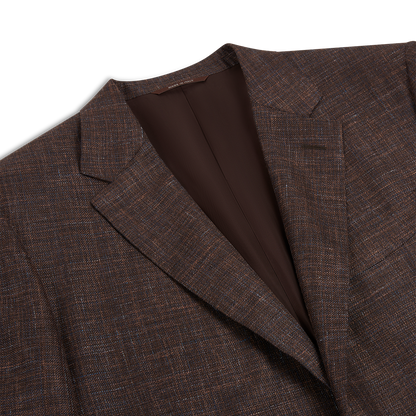 Brown Melange Wool Silk Linen Drop 6 Blazer