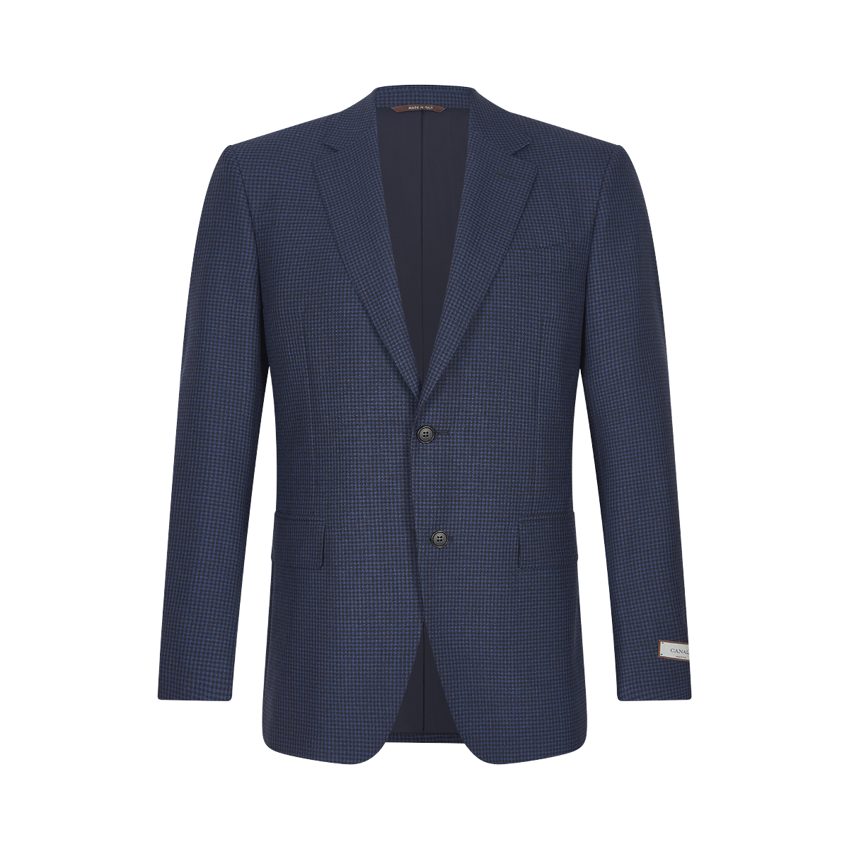 Navy Blue Gingham Wool Blazer