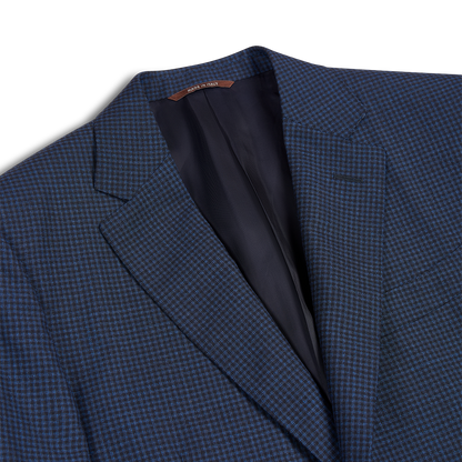 Navy Blue Gingham Wool Blazer