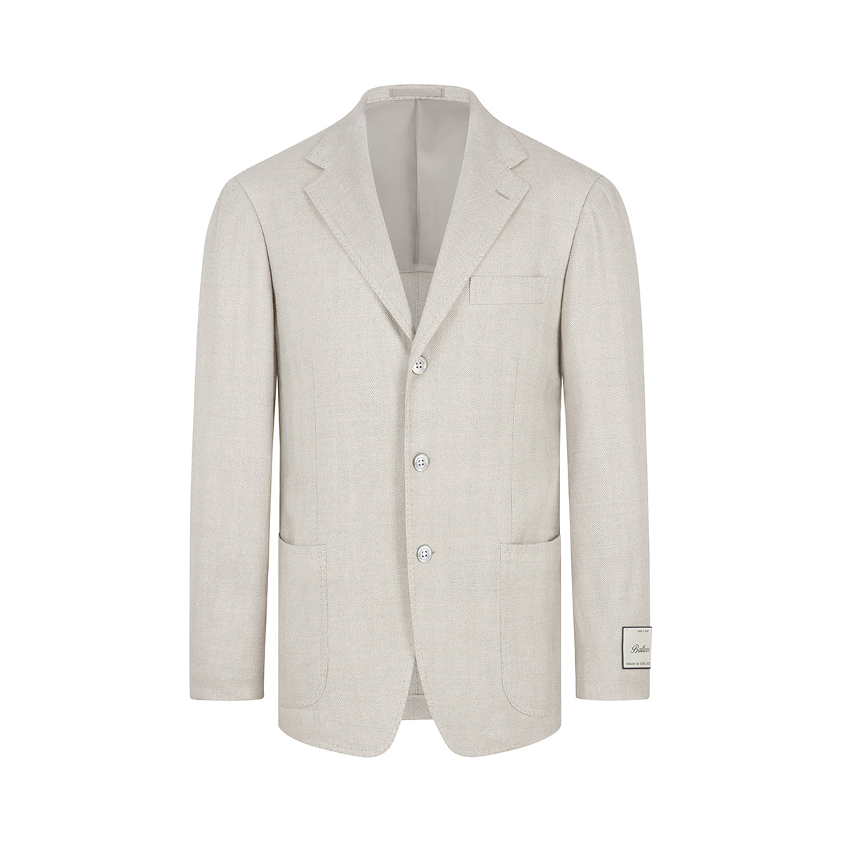 Silver Grey Wool/Silk/Linen Herringbone